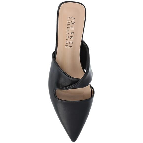 Journee Collection Women s Enniss Twist Cutout Toe Mules Flats, Black Size 7.5M - Picture 3 of 3